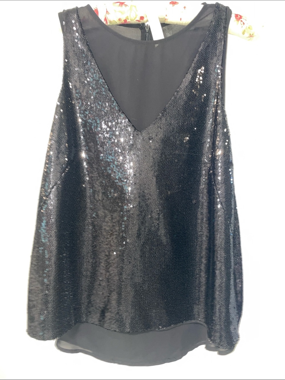 NWT Greylin Kellyn Black Sexy Sequin Blouse L Holiday Staple!